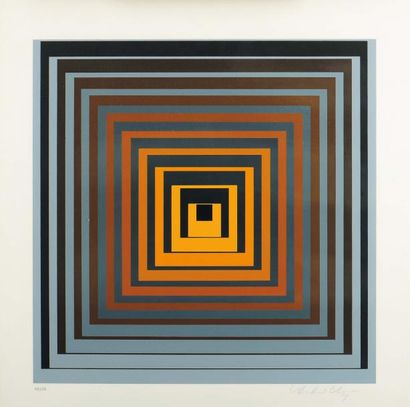 VICTOR VASARELY (1908-1997) Sans titre Sérigraphie couleur, signée en bas à droite...