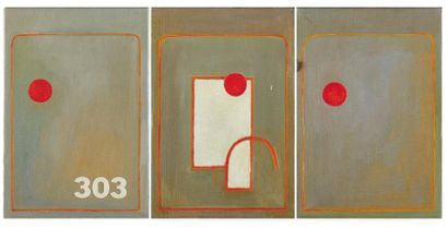 AGNÈS MAES Rode Stip, 1990 Ensemble de trois huiles sur toile, signées, datées et...
