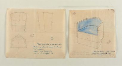 M.LOUIS BAUGNIET (1896-1995) Fauteuil, vers 1950 Ensemble de deux dessins dans un...