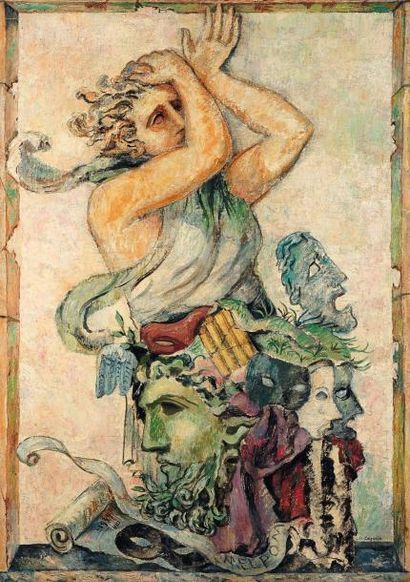 MARIA LAGORIO (1893-1979) Melpomène, muse de la tragédie, 1939 Huile sur toile, signée...