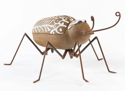 ALBERT THIRY 1932-2009 France Insecte Grès émaillé et métal, signée, vers 1970 H_...