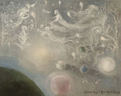 HUGO D'ALESI (1849-1906) Scène onirique Huile sur toile signée et datée 79 en bas...