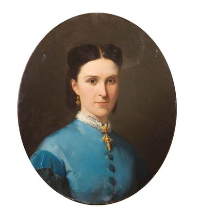 ANTOINE JEAN ETIENNE (TONY) FAIVRE Portrait oval de femme
Huile sur toile signée...