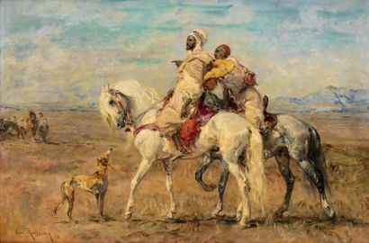 HENRI-EMILIEN ROUSSEAU 1875-1933 
Deux cavaliers arabes dans le désert huile sur...