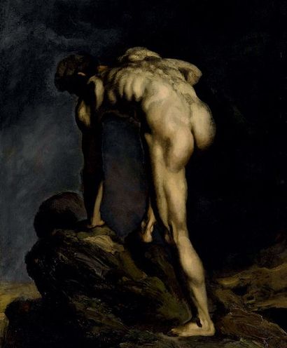 THÉODORE GÉRICAULT 1791 - 1824 Académie d'homme allongé huile sur toile 51 x 67,2...