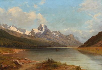 CHARLES JONES WAY Paysage de montagne suisse
Huile sur toile.
H_37,8 cm L_55,4 c...