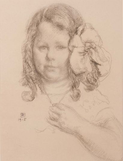 Théo Van RYSSELBERGHE (1862-1926) 
Portrait de Juliette Goldner-Max à 5 ans, 1915
Fusain...