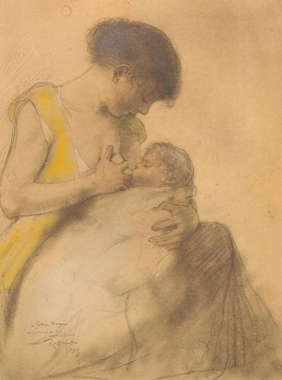 Armand Rassenfosse (1862-1934) 
Maternité, 1929
Fusain et pastel sur papier
Signé,...