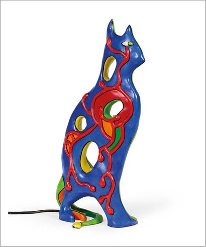 Niki de SAINT-PHALLE (1930-2002) Lampe Chat, 1997
Sculpture en polyester peint monté...