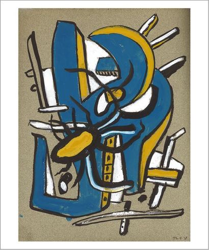 Fernand LÉGER (1881-1955) Etude pour L'araignée jaune, 1938
Gouache sur papier.
Signée...