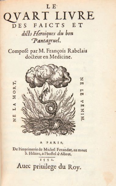 RABELAIS, François. Le Tiers Livre des faicts et dicts heroïques du bon Pantagruel....