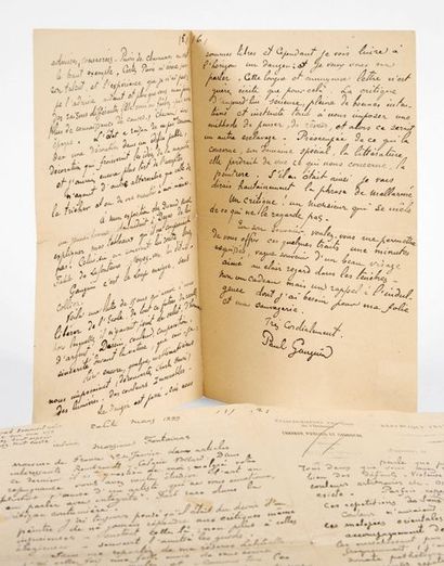 GAUGUIN, Paul. Lettre adressée au critique André Fontainas. Tahiti, mars 1899.
Lettre...