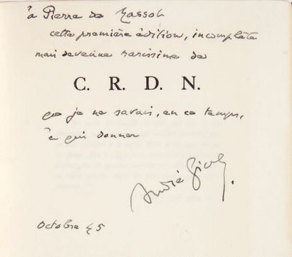 [GIDE, André.] C.R.D.N. Sans lieu [Bruges, The St. Catherine Press Ltd], 1911.
In-12...