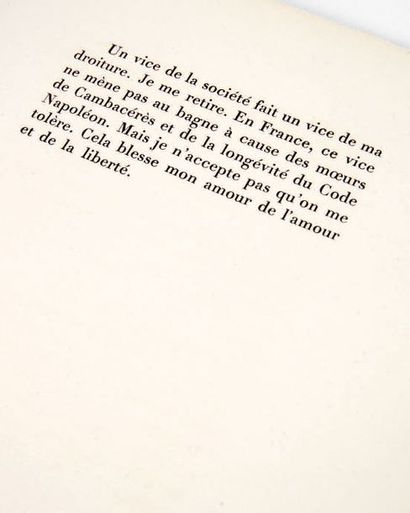 [COCTEAU, Jean.] Le Livre blanc. Paris, Imprimerie de Ducros et Colas, 1928.
Petit...