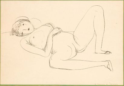 André DUNOYER DE SEGONZAC (1884-1974) Femme nue couchée
Encre sur papier.
Signée...