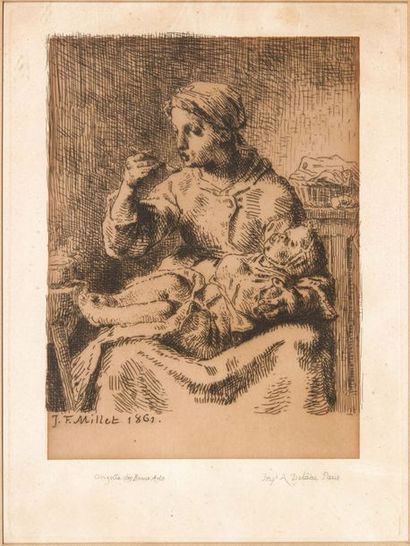 Jean-François MILLET (1814-1875) La bouillie, 1861
Eau-forte.
H_21,5 cm L_16 cm