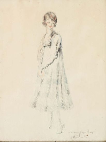Jules-Abel FAIVRE (1867-1945) Jeune femme debout
Crayon et pastel sur papier.
Signé...