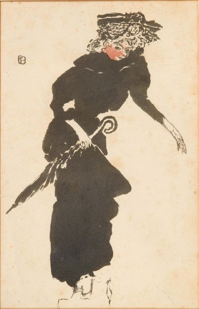 Pierre BONNARD (1867-1947) Femme au parapluie
Lithographie en couleurs.
H_22 cm L_13,5...