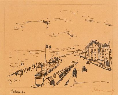 Maurice de Vlaminck (1876-1958) Cabourg
Encre sur papier.
Signée en bas à droite
H_22...