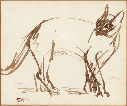 Théophile Alexandre STEINLEN (1859-1923) Etudes de chats
Ensemble de deux encres...