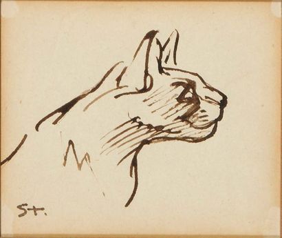 Théophile Alexandre STEINLEN (1859-1923) Etudes de chats
Ensemble de deux encres...