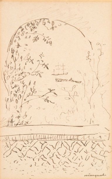 ALBERT MARQUET (1876-1947) Paysage à la fenêtre
Encre sur papier.
Signée.
H_16 cm...