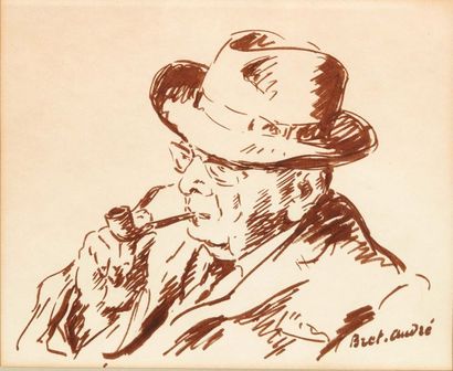 JACQUELINE BRET-ANDRÉ Portrait de Georges Besson
Encre sur papier.
Signée en bas...