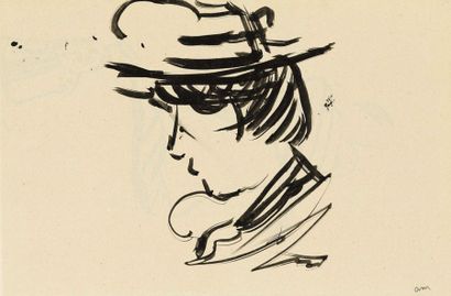 Albert Marquet (1875-1947) Femme au chapeau
Encre sur papier.
Signée des initiales...