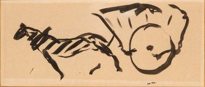 ALBERT MARQUET (1877-1947) Calèche
Encre sur papier.
Signée des initiales en bas...