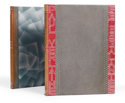 VERLAINE (Paul) Fêtes galantes. Vollard, 1928.
Deux volumes maroquin gris à bandes...