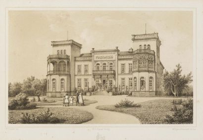 null Ensemble de neuf gravures encadrées représentant les châteaux de Klagerup, Roslioholm,...