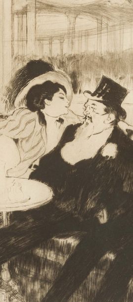 Louis LEGRAND (1863-1951) Planche de la série "Les bars"
Pointe sèche, signée en...