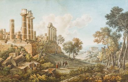 Louis François CASSAS (Azay-le-Ferron 1756 - Versailles 1827) Une paire de paysages...