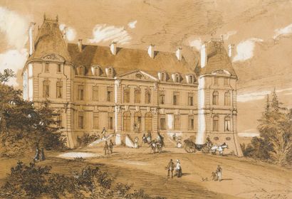 École Française du XIXe siècle L'arrivée au château, janvier 1857
Encre et rehauts...