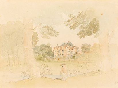 null Lot de quatre oeuvres: (de gauche à droite)
A - Ecole anglaise du XIXe siècle
L'étang...