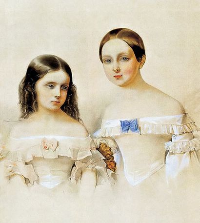 Vladimir Hau (1816-1887) Portrait des grandes-duchesses Catherine (1827-1894)
Elisabeth...
