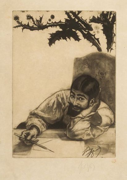 Louis LEGRAND (1863-1951) Autoportrait, 1896
Encre de chine et aquatinte sur papier
Japon
Signée...