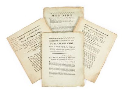 BLANCHELANDE (Philibert-François-Rouxel de) Rare ensemble de 4 brochures de 1791...