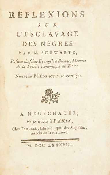 CONDORCET (Jean-Antoine-Nicolas de Caritat, marquis de) Réflexions sur l'esclavage...