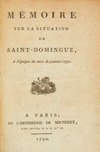 [CORMIER] Mémoire sur la situation de Saint-Domingue, A l'époque du mois de janvier...