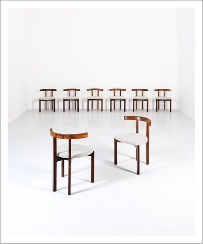 OLE GJERLØV KNUDSEN 1930-2009 Danemark Rare ensemble composé de huit chaises
Palissandre...
