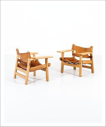 BØRGE MOGENSEN 1914-1972 Danemark Paire de fauteuils modèle «Spanish» modèle «2226»
Chêne...