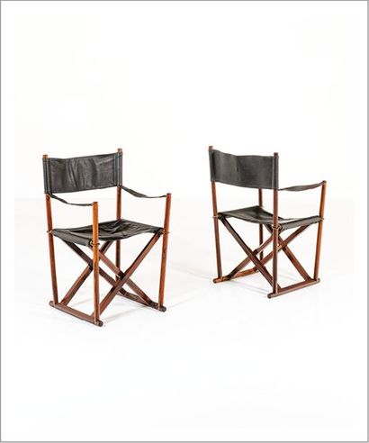 MOGENS KOCH 1898-1992 Danemark Paire de fauteuils pliants modèle «MK 16»
Palissandre,...