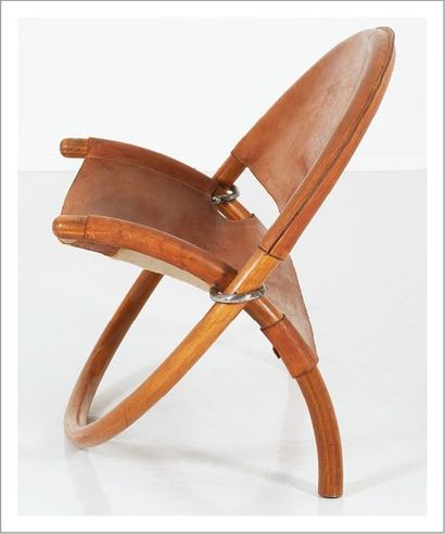 JORGEN HOVELSKOV 1935-2005 Danemark Rare fauteuil pliant modèle «Circle chair»
Pin...