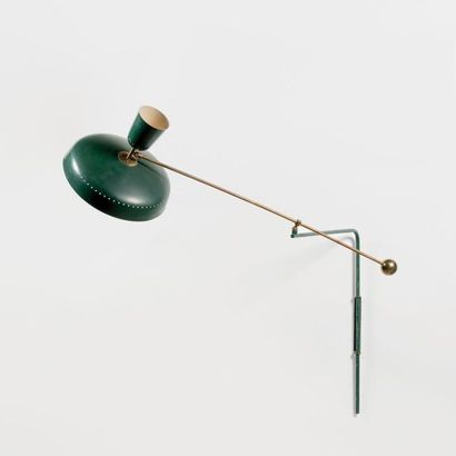 Pierre GUARICHE 1926-1995 Applique à balancier modèle «G 1»
Métal laqué vert et blanc...