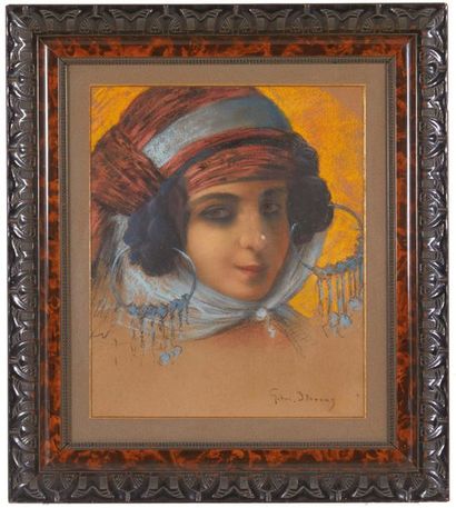 STEVENS, GUSTAVE MAX (BELGIQUE, 1871-1946) Portrait de jeune fille Ouled Naïl, pastel,...