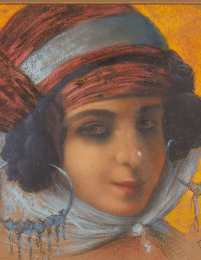 STEVENS, GUSTAVE MAX (BELGIQUE, 1871-1946) Portrait de jeune fille Ouled Naïl, pastel,...