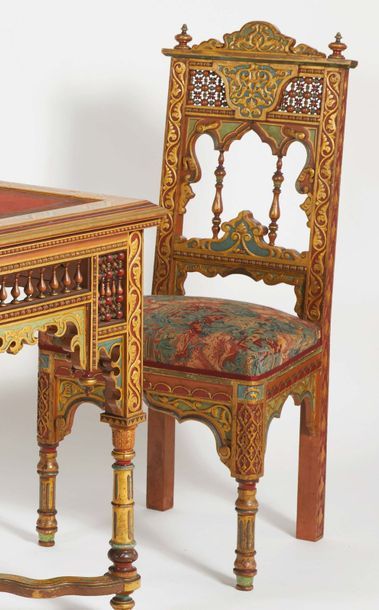 A. BASTON Deux chaises en bois peint à moucharabieh, Algérie, début XXe
Une chaise...