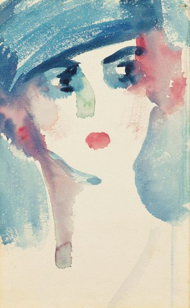 Kees VAN DONGEN (1877-1968) 
Portrait de Youki/recto
Aquarelle sur papier.
Portrait...