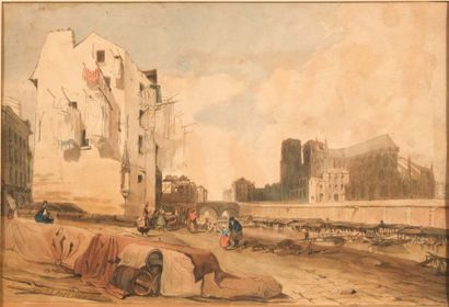 THOMAS SHOTTER BOYS (1803-1874) 
Notre-Dame depuis les quais de
Seine, 1825
Aquarelle...